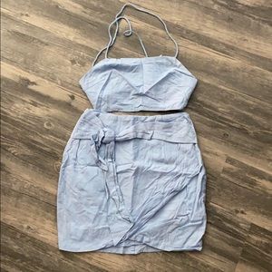 Super down blue linen set size XS